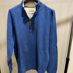 Orvis Sweater 1/4 Zip Cotton Blue Men's Medium-Preowned